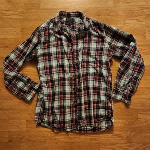 Flannel Originals medium pale blue and off red flannel shirt *damage see pics